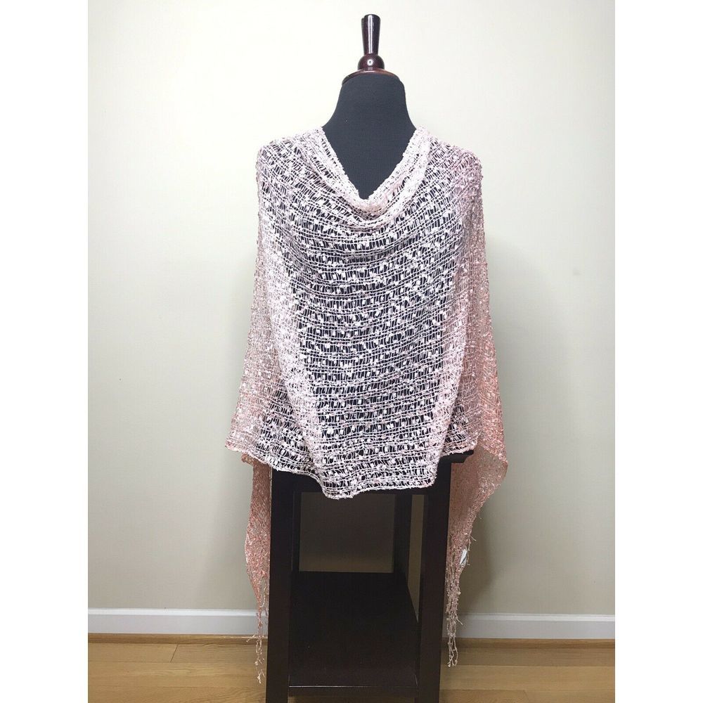 Poncho Wrap Shawl Italian Knit Lace Pink 1Size NEW
